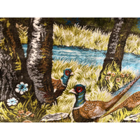 VINTAGE *PRISTINE* 1960's The Covey Of Quail Moroccan Velvet Tapestry