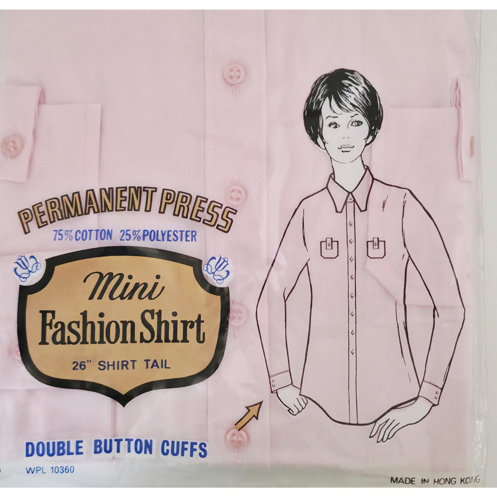 VINTAGE *NEW* 1960's Women's Mini Fashion Shirt Pink Cotton Blend Size 32