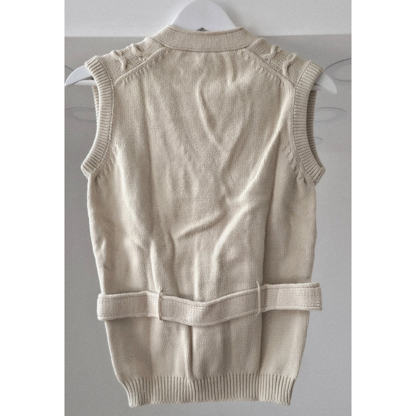 VINTAGE *NEW* 1970's Beige Women's Sweater Vest with Belt 100% Acrylic Size 36