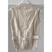VINTAGE *NEW* 1970's Beige Women's Sweater Vest with Belt 100% Acrylic Size 36