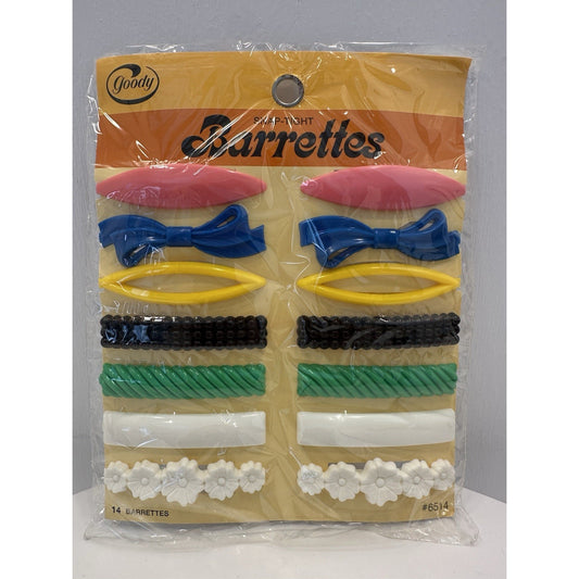 VINTAGE *NEW* 1975 Goody 6514 Snap-Tight Barrettes Multi-Colored