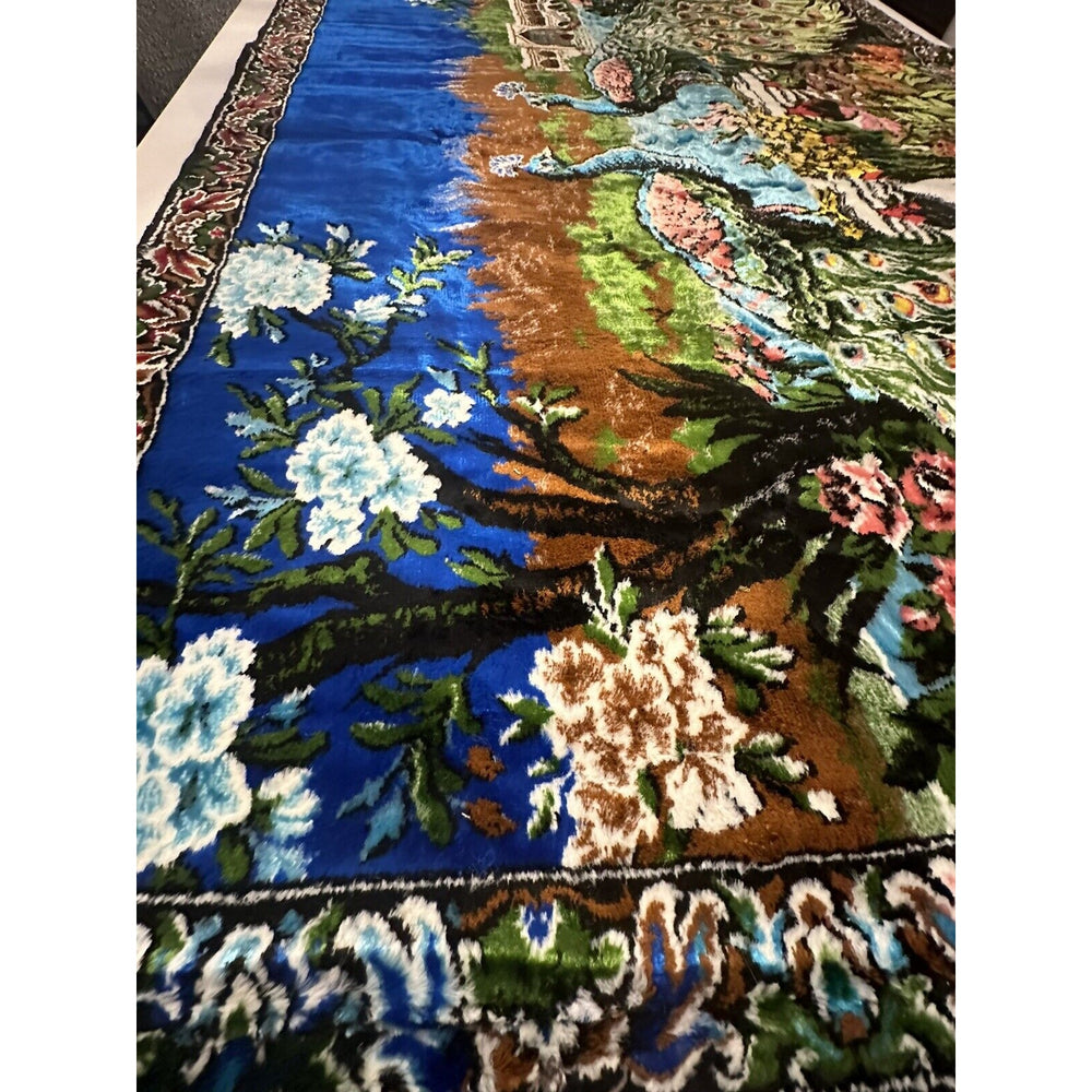 VINTAGE *NEW* 1960's "Pair of Peacocks" Wall Art Rug / Tapestry