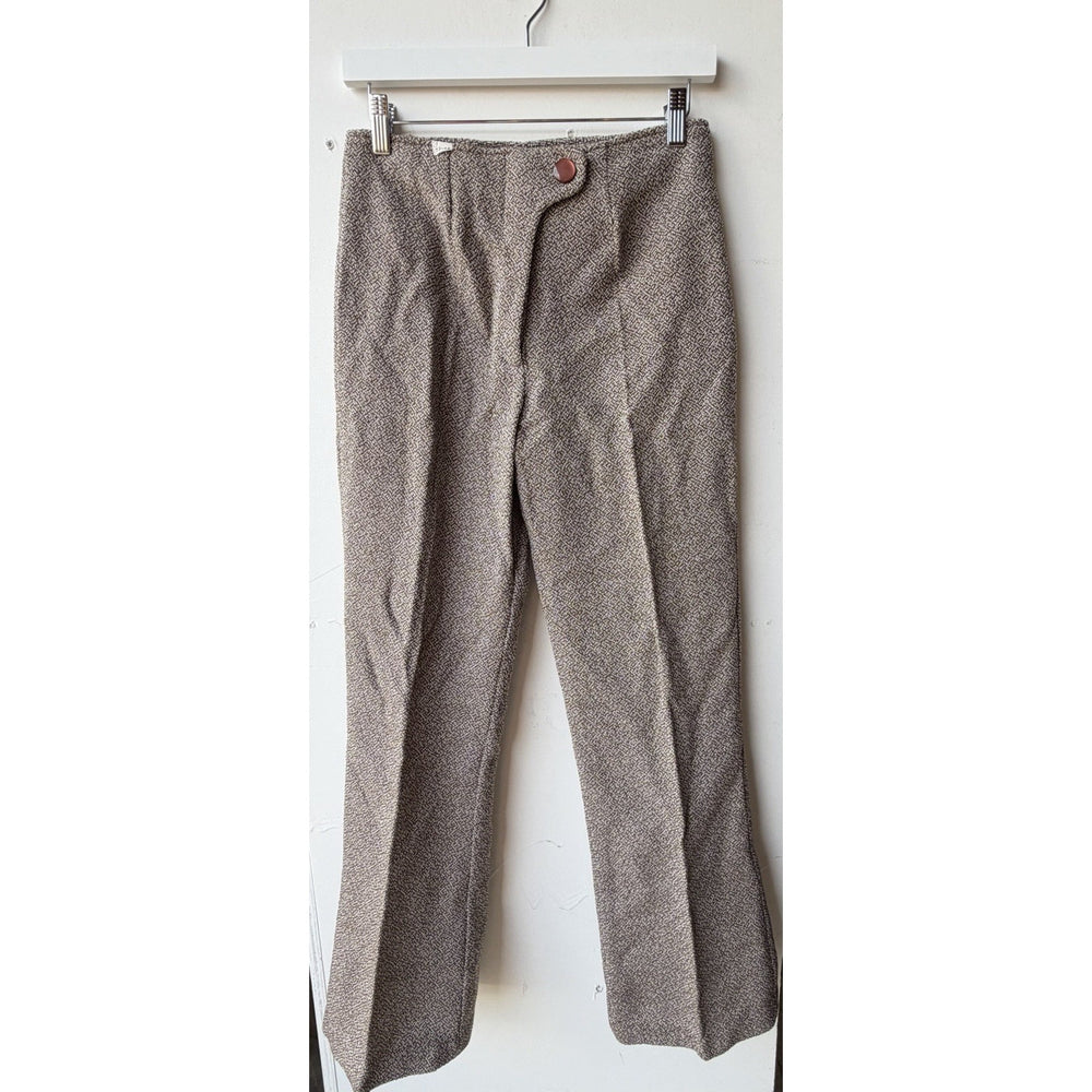 VINTAGE *NEW* 1960's Women's Brown & White Pants w/Front Button Japan Size 13-14