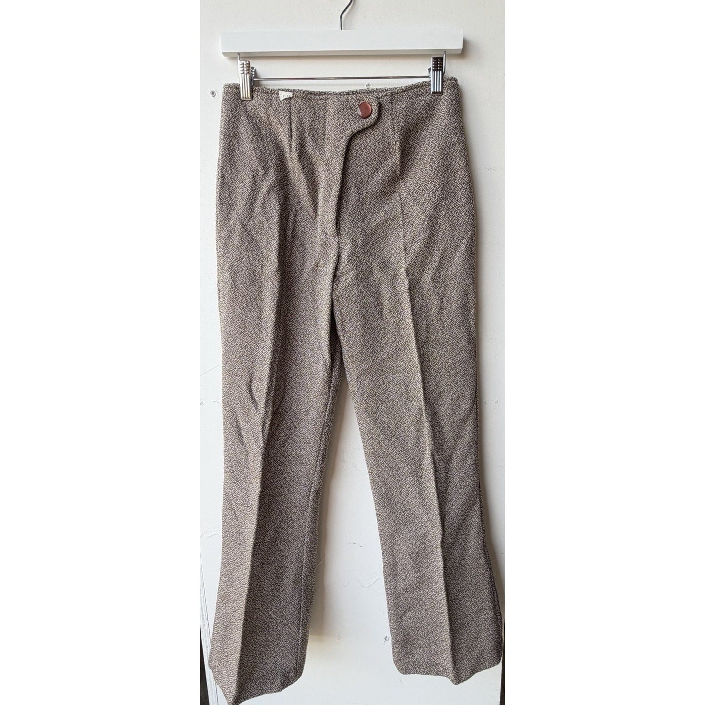 VINTAGE *NEW* 1960's Women's Brown & White Pants w/Front Button Japan Size 13-14