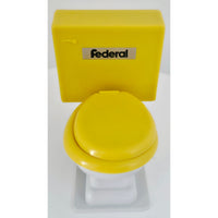 VINTAGE *NEW* 1970's Federal Solid State Mini John AM Toilet Radio Yellow