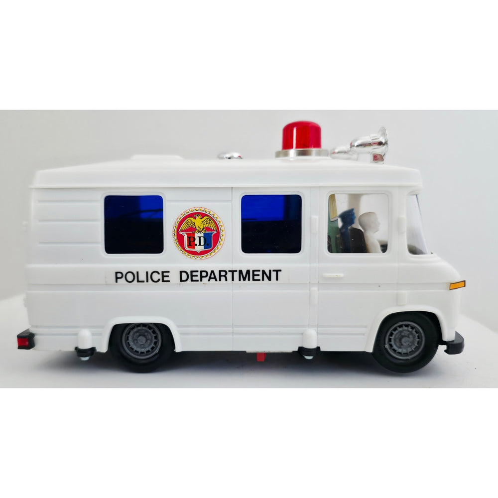 VINTAGE *NEW* 1980's Police Rescue Vehicle White With Siren Bump-n-Go Action