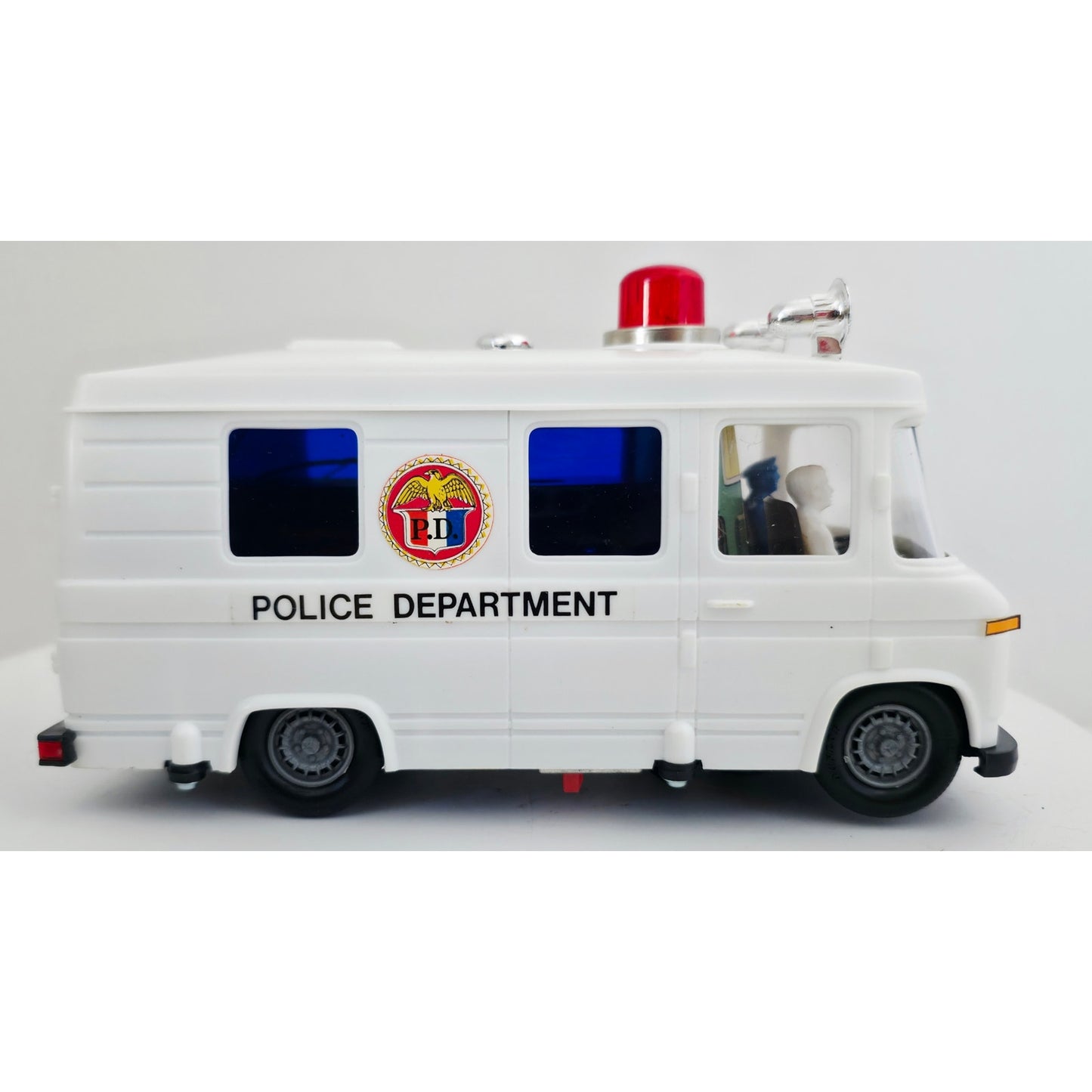 VINTAGE *NEW* 1980's Police Rescue Vehicle White With Siren Bump-n-Go Action