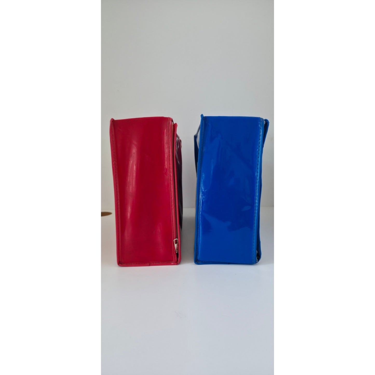 VINTAGE *NEW* 1970's Vinyl Carrying Case Blue and Red Set of 2