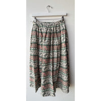 VINTAGE *NEW* 1960's Women's Green/White/Pink Pleated Mid Skirt Size M