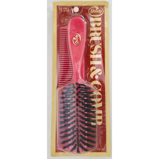 VINTAGE *NEW* 1975 #9104 Goody Pink Brush and Comb Set Round Handle