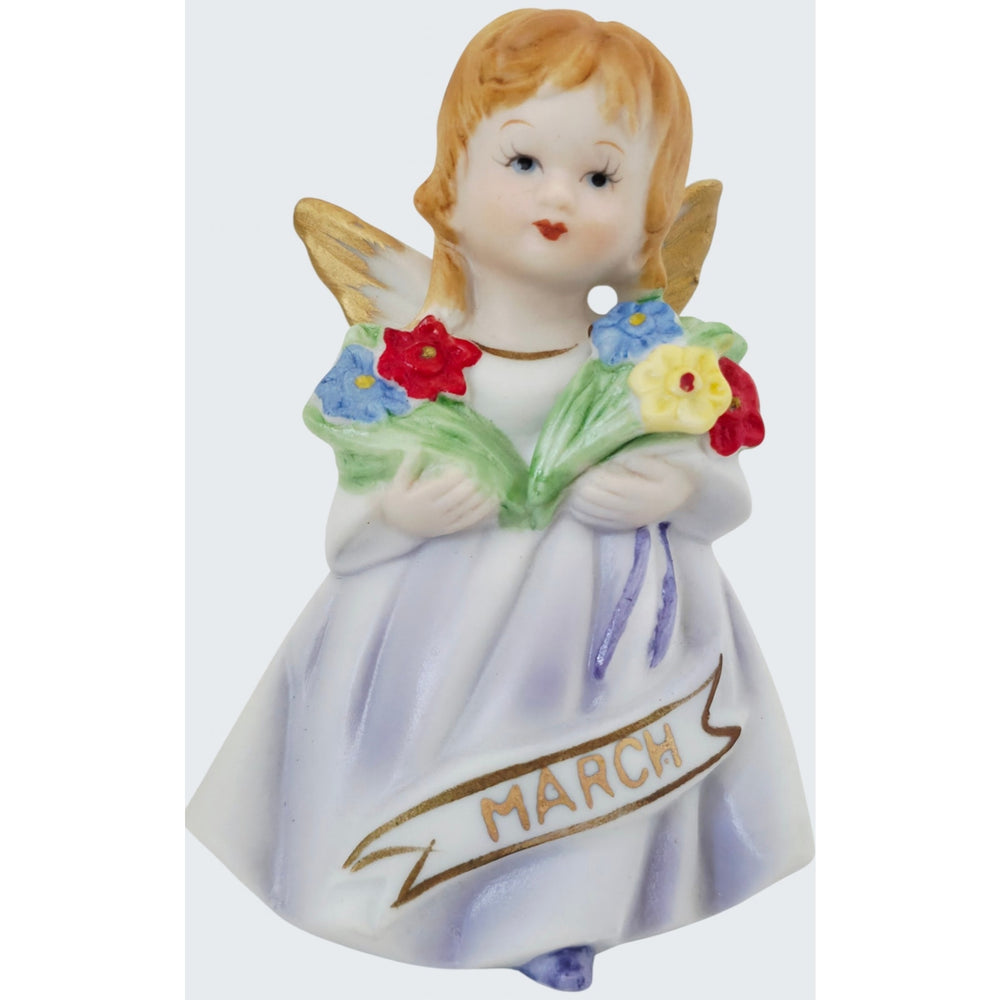 VINTAGE *NEW* 1960's March Birthday Angel Figurine Porcelain Made in Japan