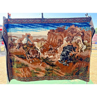 VINTAGE *PRISTINE* 1960's Wild Wild West Lebanese Velvet Tapestry