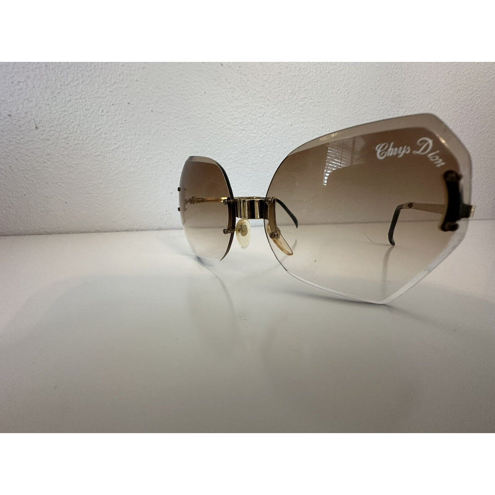VINTAGE *NEW* 1970's ChrysDior Glam Sunglasses Brown Smoked Glass & Gold