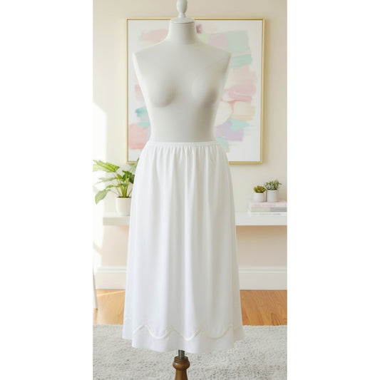 VINTAGE *PRISTINE* 1960's Women's Off-White Slip Skirt with Piping Size S