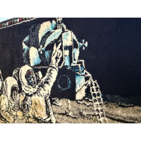 VINTAGE *PRISTINE* 1960's Landing On The Moon Velvet Tapestry
