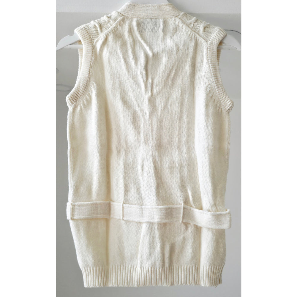 VINTAGE *NEW* 1970's Cream Women's Sweater Vest with Belt 100% Acrylic Size 36