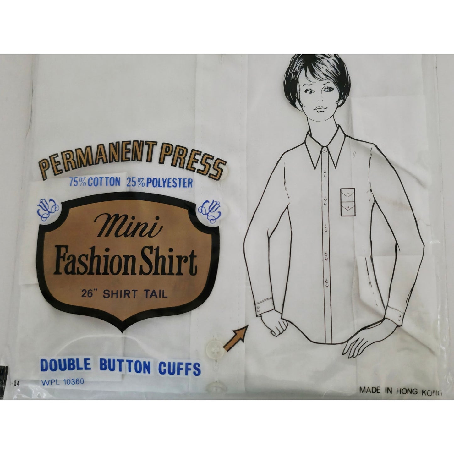 VINTAGE *NEW* 1960's Women's Mini Fashion Shirt White Cotton Blend (Pointed Collar) Size 36