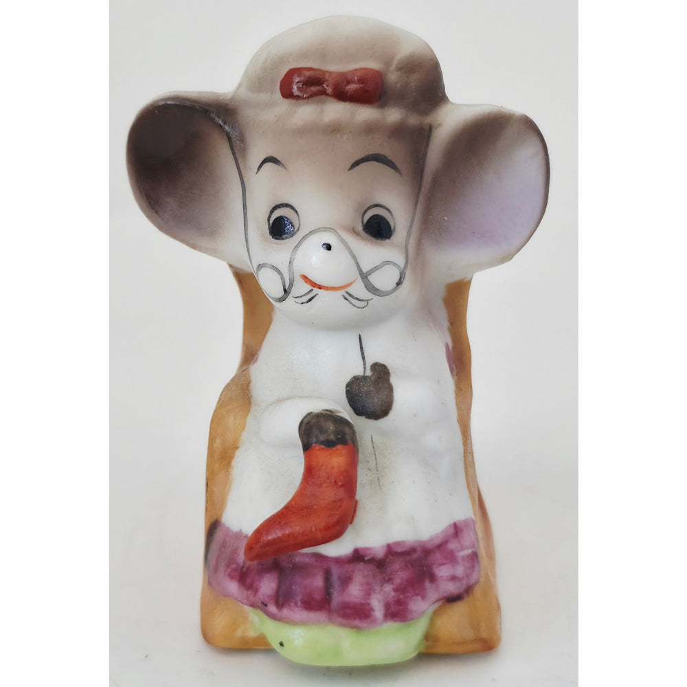 VINTAGE *NEW* 1960's Homco Grandma Mouse in Rocking Chair Ceramic Figurine Korea