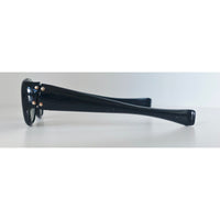 VINTAGE *NEW* 1970's Unisex Sunglasses Black Oval Frame Green Lens
