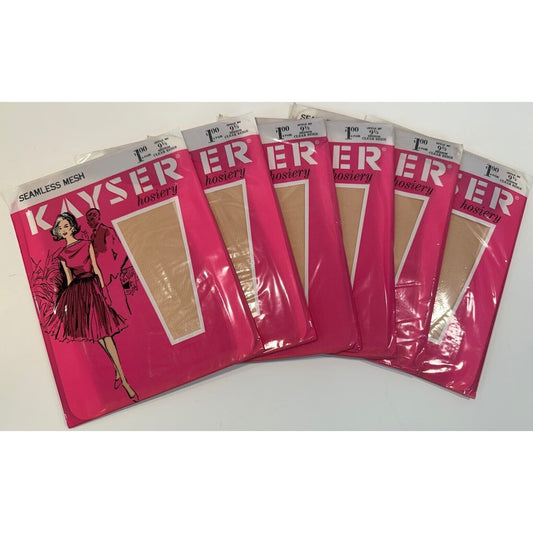 VINTAGE *NEW* 1950's Kayser Hosiery Seamless Mesh-Clear Beige Sz9.5X6
