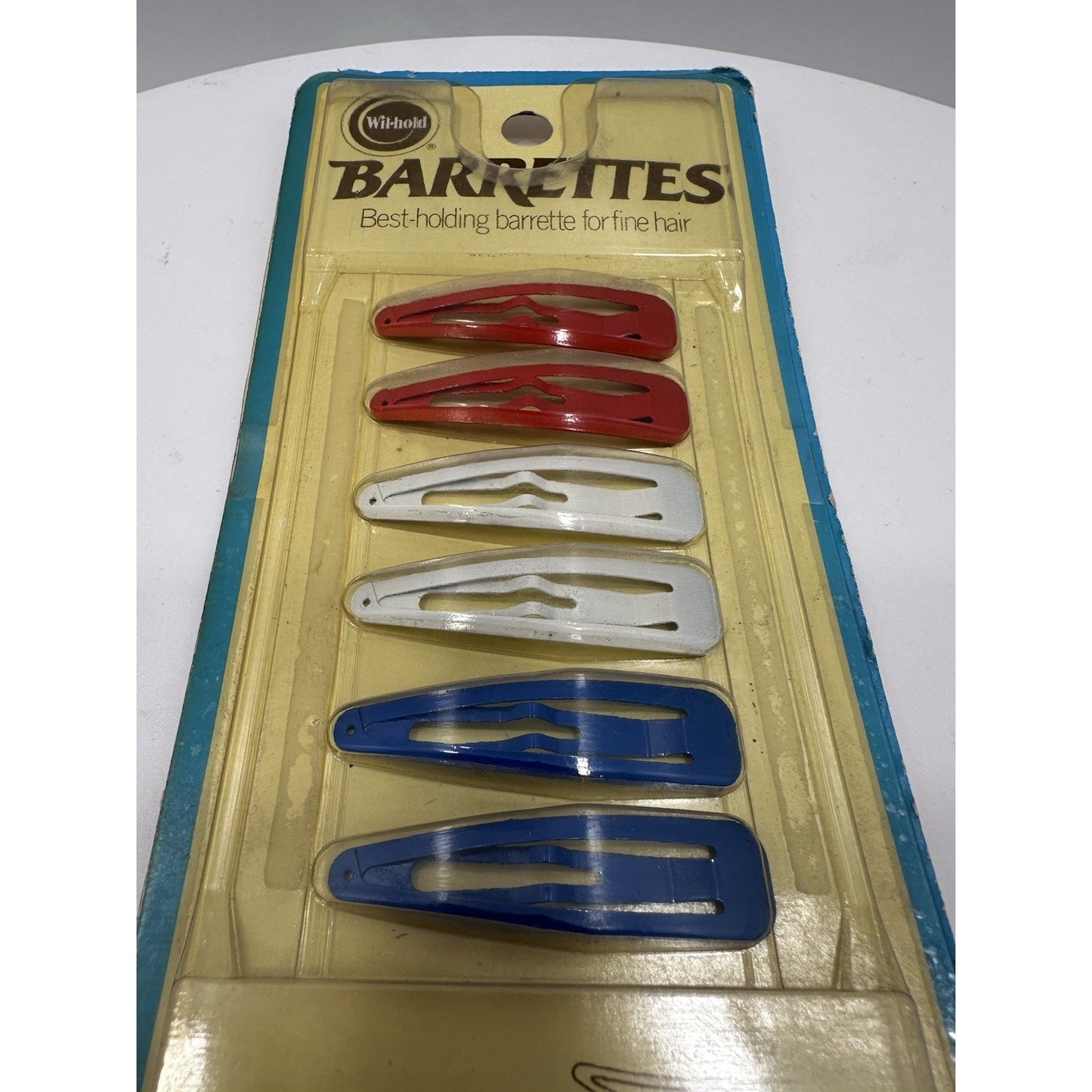 VINTAGE *NEW* 1970's Wil-hold Hair Barrettes/Clips in Red, White and Blue