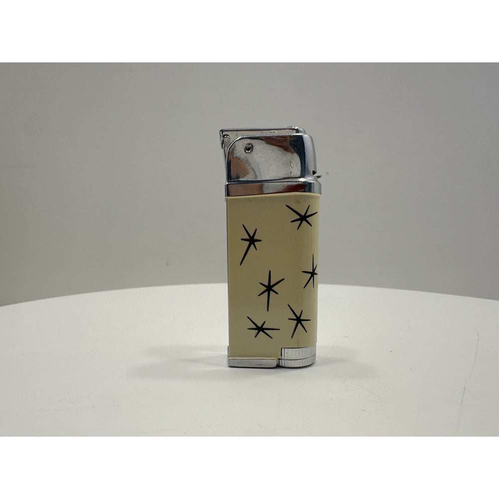 VINTAGE *NEW* 1960's Manor Butane Lighter Cream w/Stars