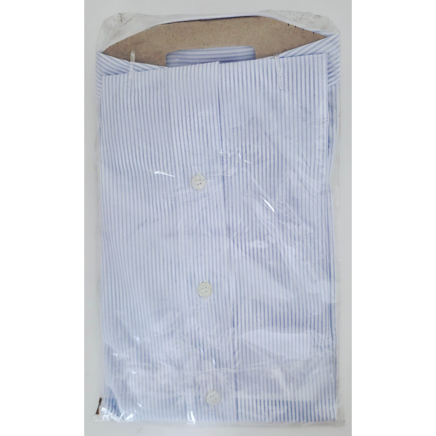 VINTAGE *NEW* Mr. Wilson Men's Light Blue Striped Shirt 100% Never Iron Sz 15.5-33