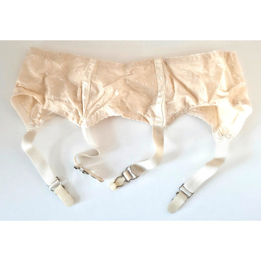 VINTAGE *NEW* 1960's MACBESS Women's Beige with Flowers Garter Belt Size M (30)