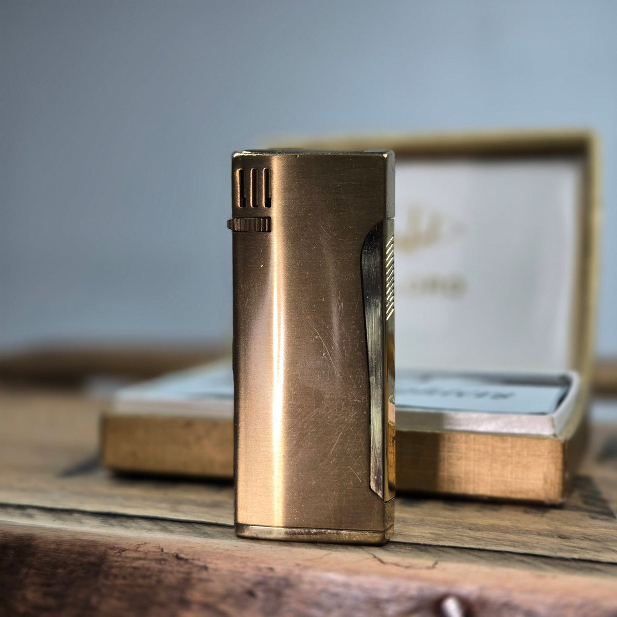 VINTAGE *NEW* 1960's JJJ Gold Butane Lighter Japan