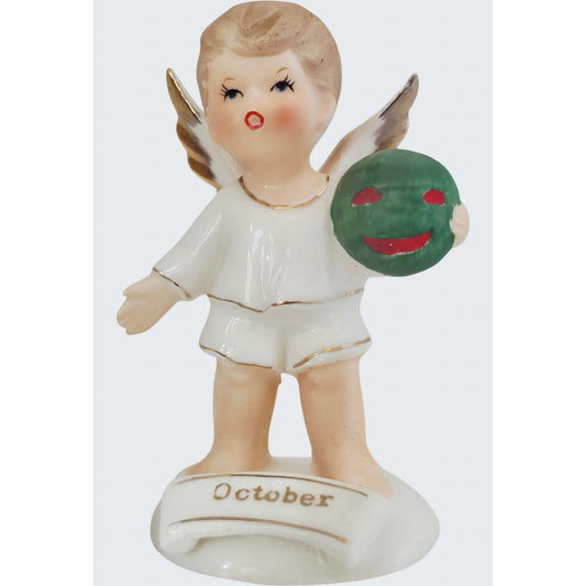 VINTAGE *NEW* 1950's October Birthday Angel Figurine Porcelain Made in Japan