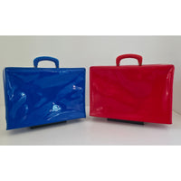 VINTAGE *NEW* 1970's Vinyl Carrying Case Blue and Red Set of 2