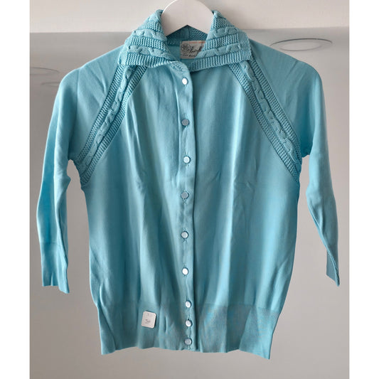 VINTAGE *NEW* 1960's Bonnie Jan Women's Blue Button-Down Sweater Size M (38)