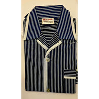 VINTAGE *NEW* 1970's Men's Sleepwear Long Sleeve/Pants Blue Stripped w/Collar M