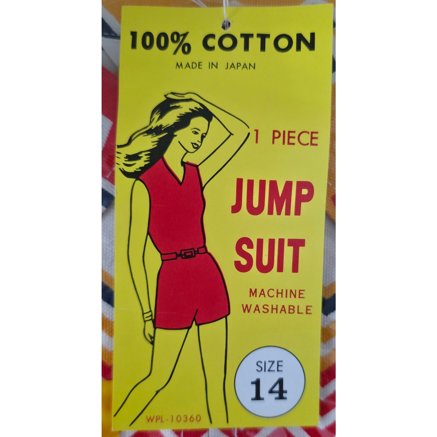 VINTAGE *NEW* 1960's Chevron Print Romper with Belt Size 14 Japan