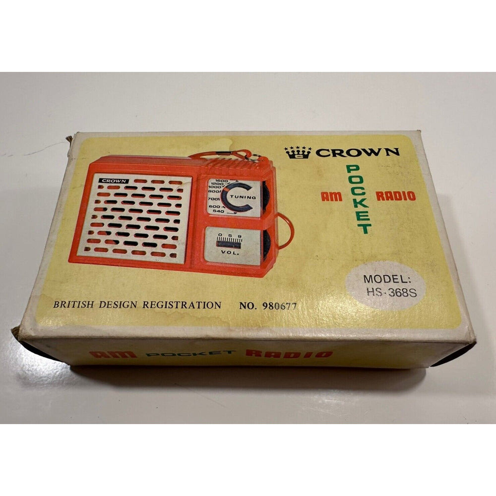 VINTAGE *NEW* 1960's Crown Transistor AM Pocket Radio British Design Hong Kong