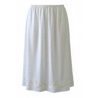 VINTAGE *NEW* 1960's Women's Cream Slip | Skirt with Piping & Flower Trim Size L