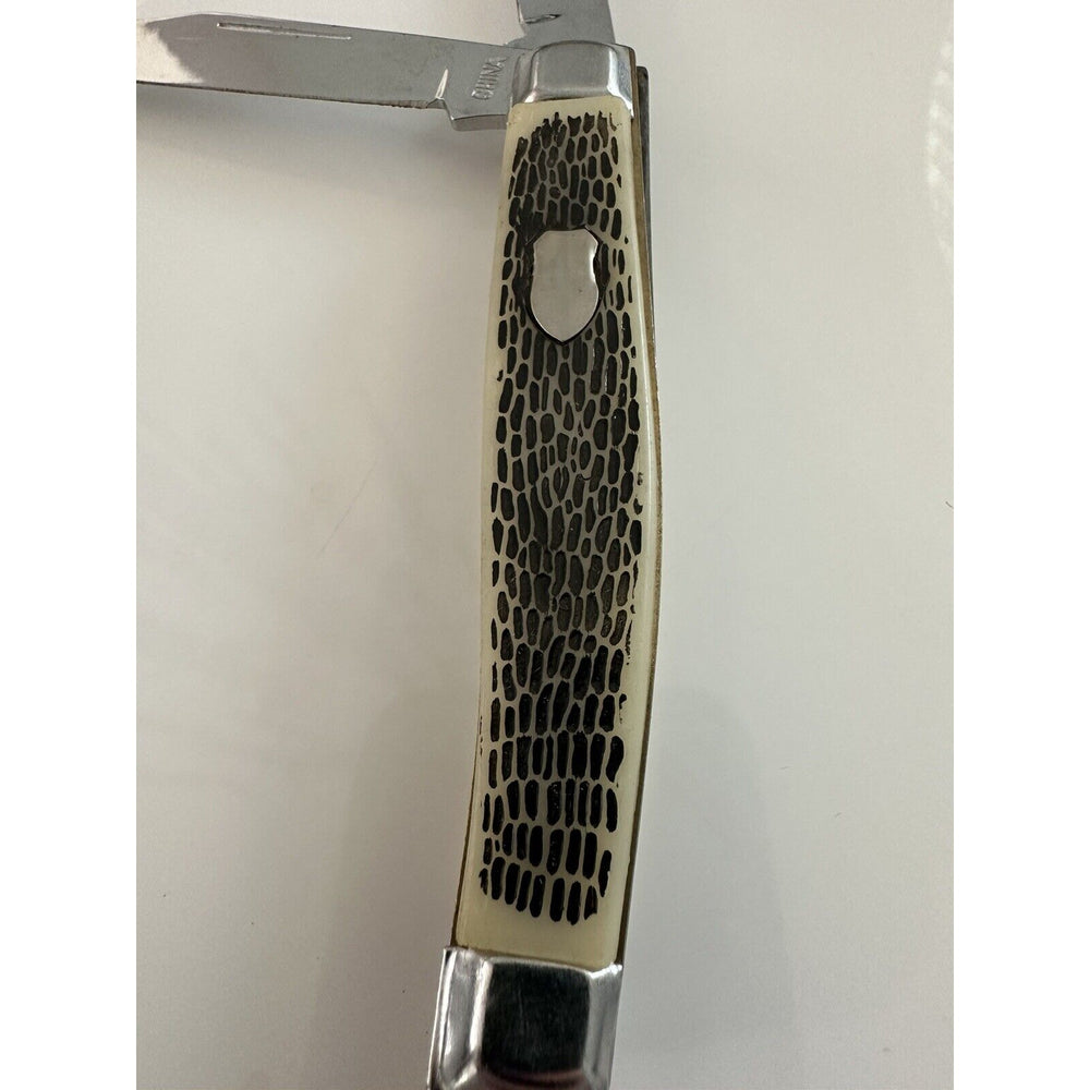 VINTAGE *NEW* Bone/Silver Handle Pocket 2-Blade Knife