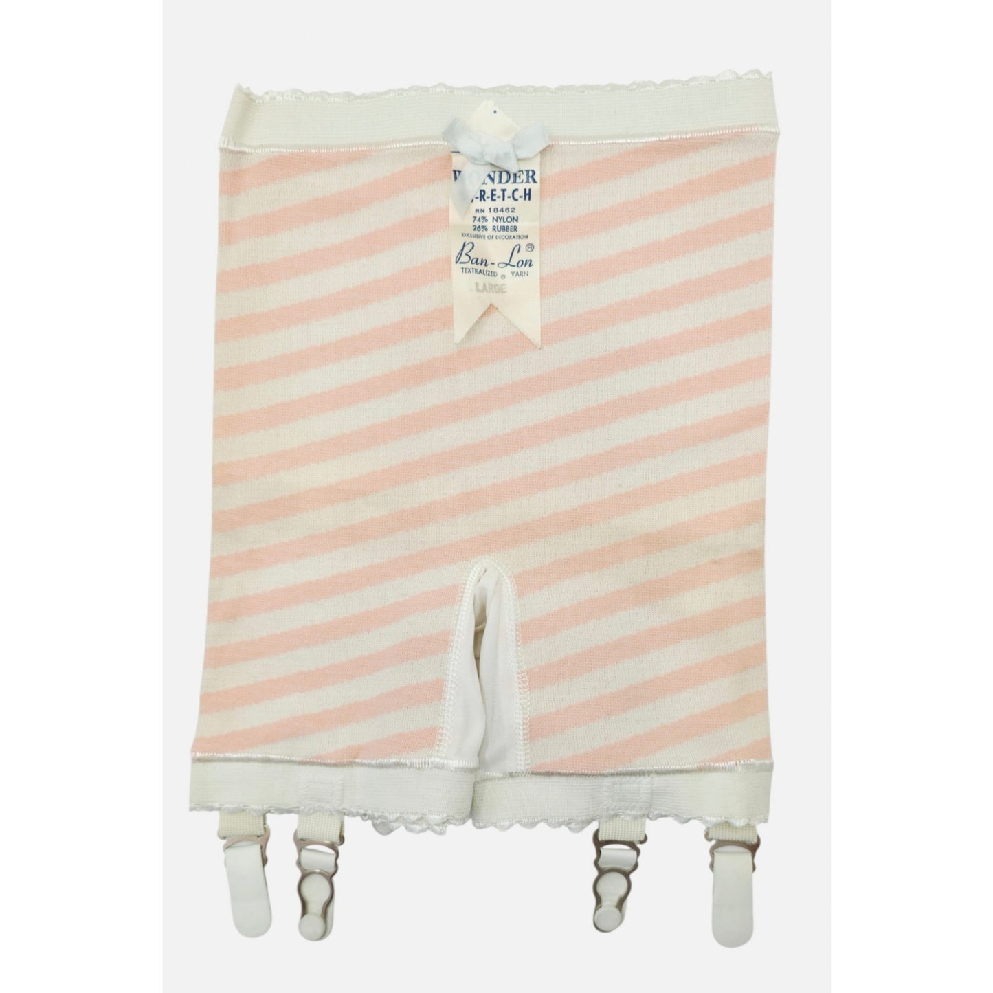 VINTAGE *NEW* 1960's Ban-Lon Women's Pink & White Striped Girdle w/Garter Size L