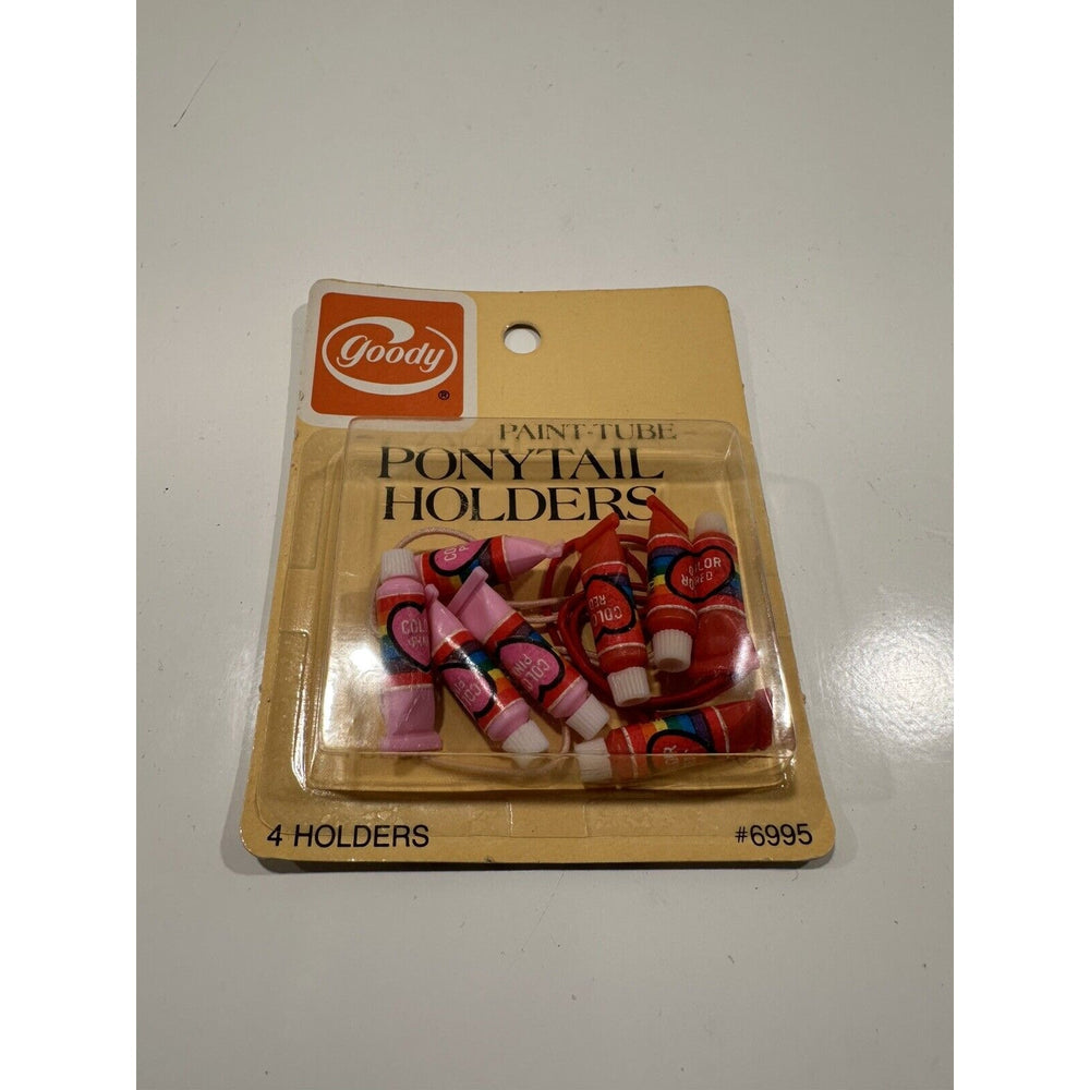 VINTAGE *NEW* 1982 Goody Ponytail Holder Set of Striped Paint Tubes