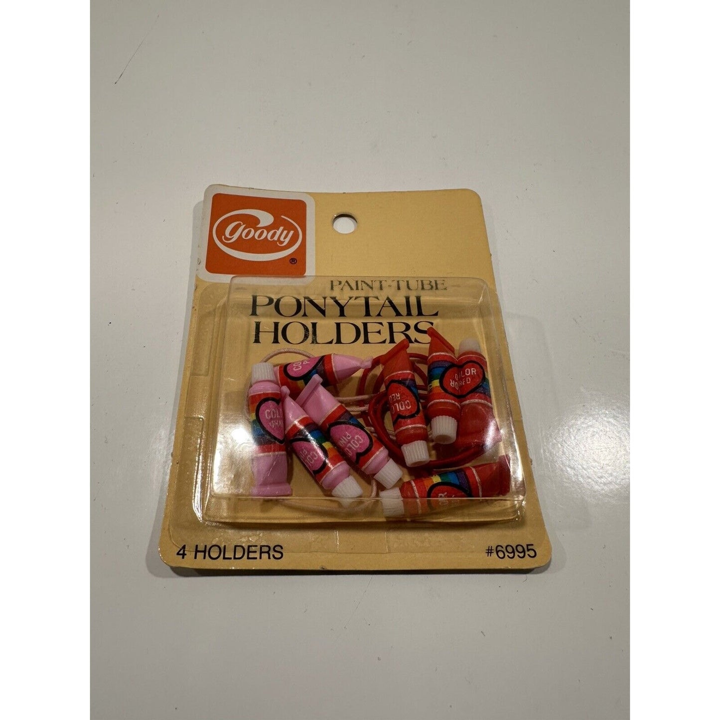 VINTAGE *NEW* 1982 Goody Ponytail Holder Set of Striped Paint Tubes