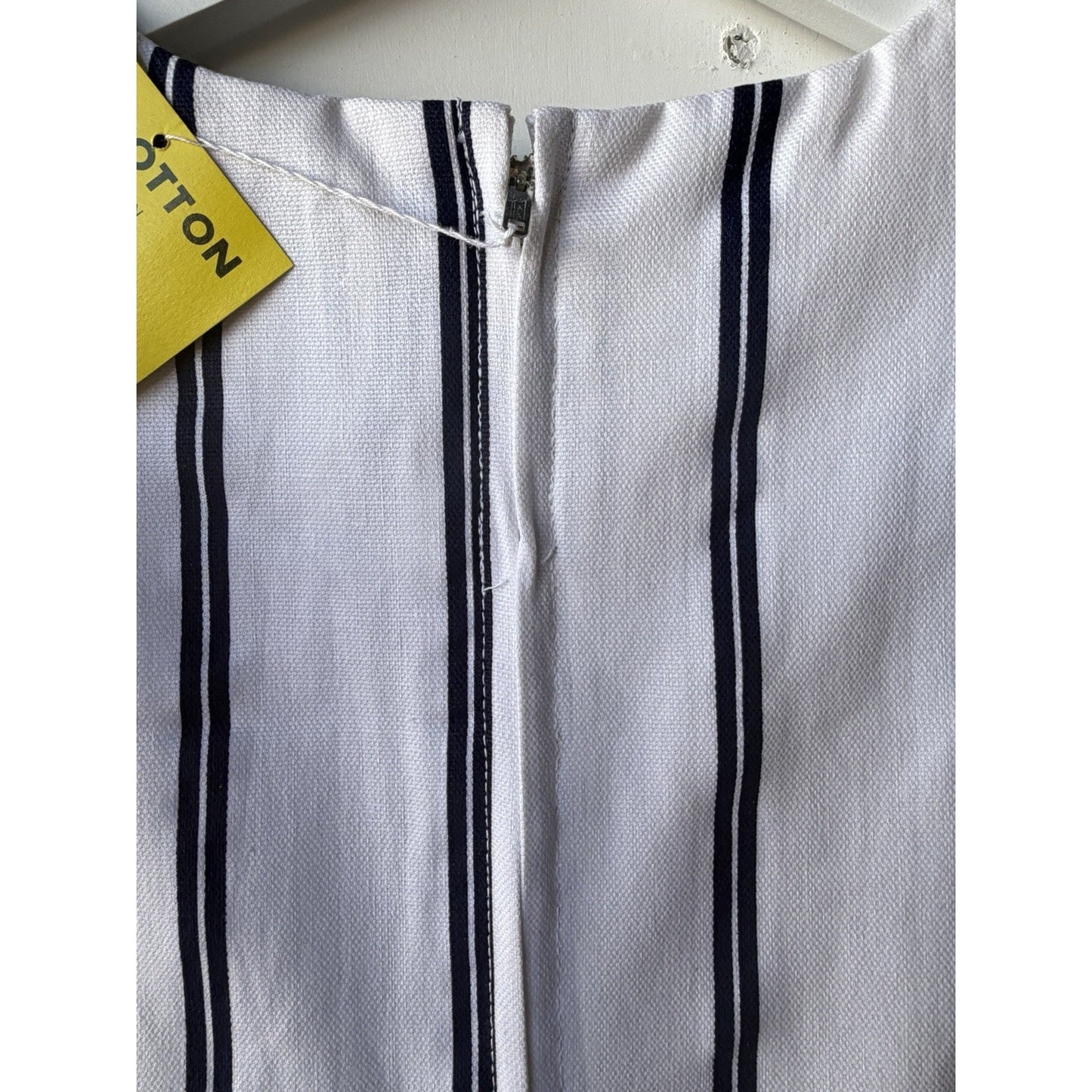 VINTAGE *NEW* 1960's Blue/White Striped Waist Tie Romper Size 12 (Fits like 4-6)