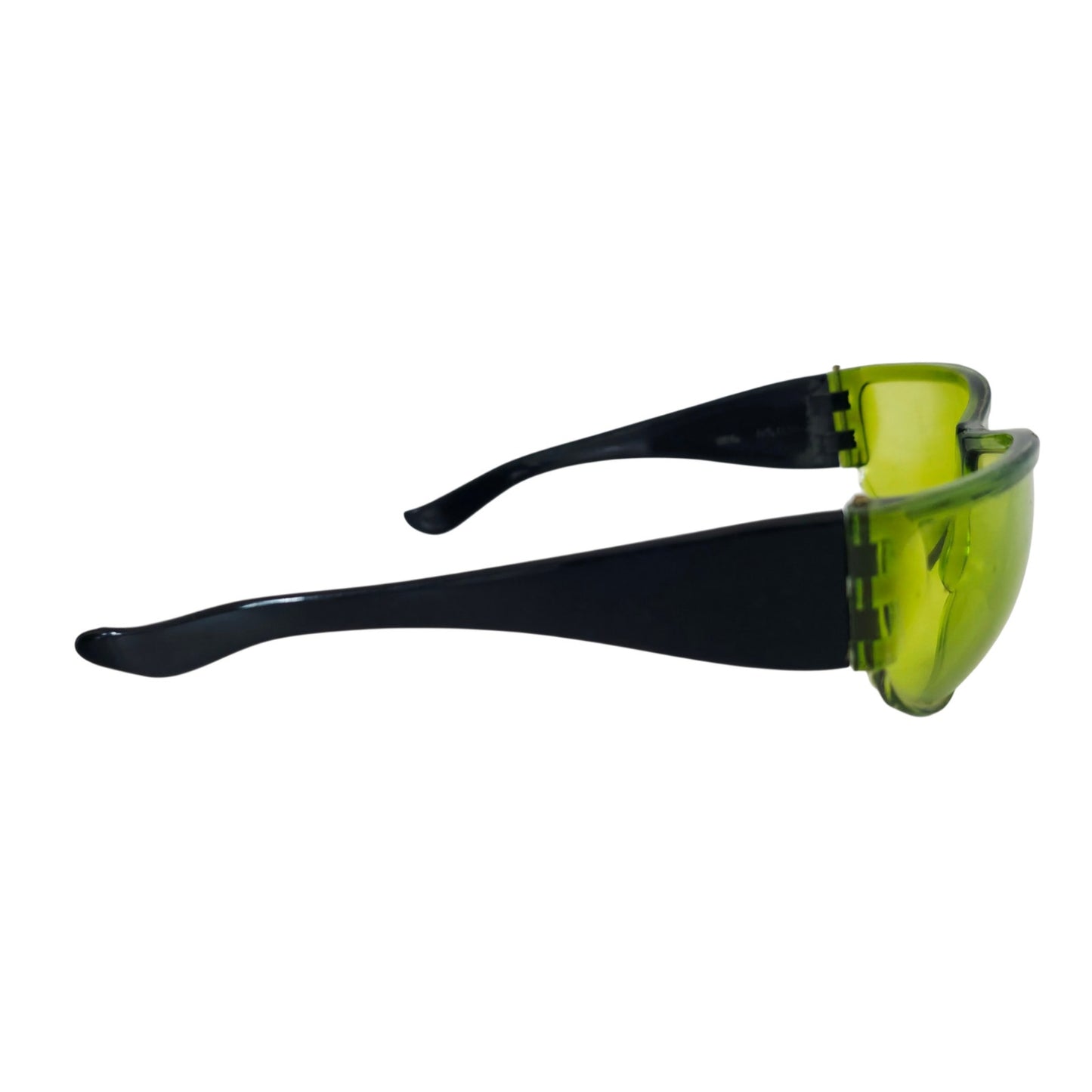 VINTAGE *NEW* 1970's Glam Unisex Sunglasses Black Frame with Neon Green Lens