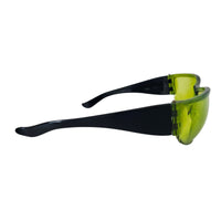 VINTAGE *NEW* 1970's Glam Unisex Sunglasses Black Frame with Neon Green Lens