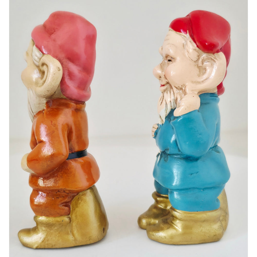VINTAGE *NEW* 1960's Commadore Happy Time Set of 2 Smiling Holiday Elf Figurines