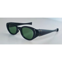 VINTAGE *NEW* 1970's Unisex Sunglasses Black Oval Frame Green Lens