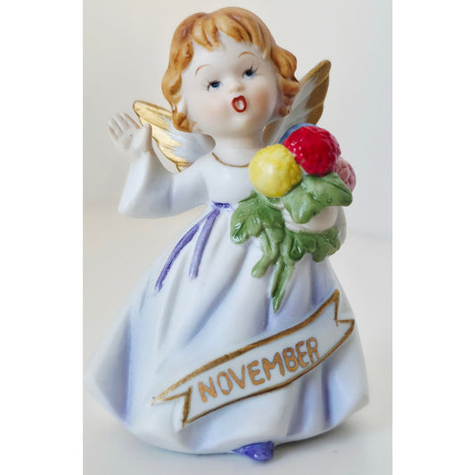 VINTAGE *NEW* 1960's November Girl Birthday Angel Figurine Porcelain 7C-42