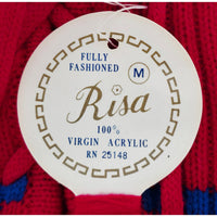 VINTAGE *NEW* 1970's Red Striped Women's Long Sweater 100% Acrylic Knit Size M