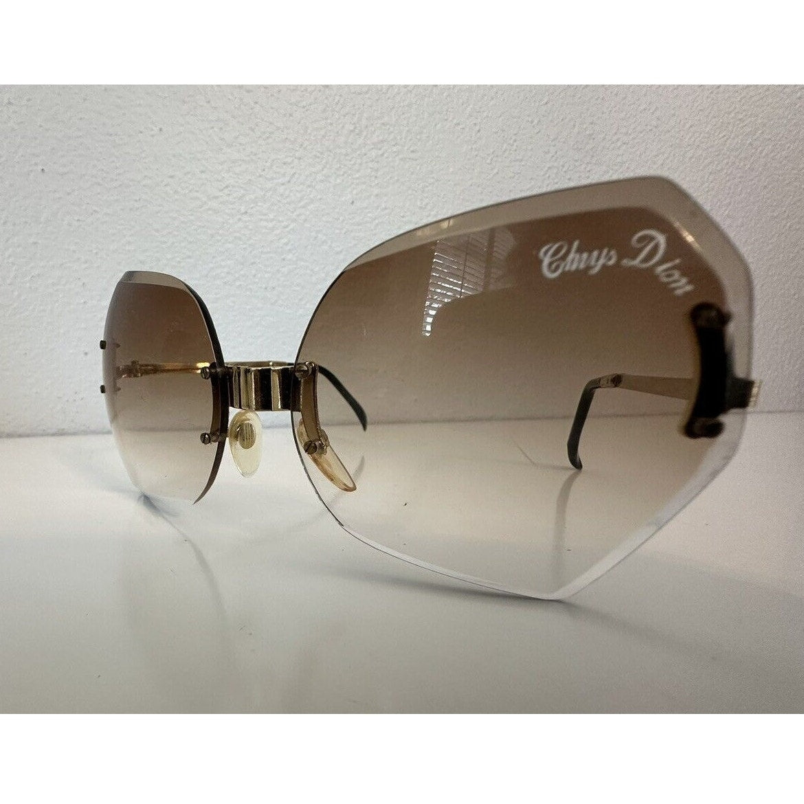 VINTAGE *NEW* 1970's ChrysDior Smoked Glass Lens w/Gold Folding Frame Sunglasses