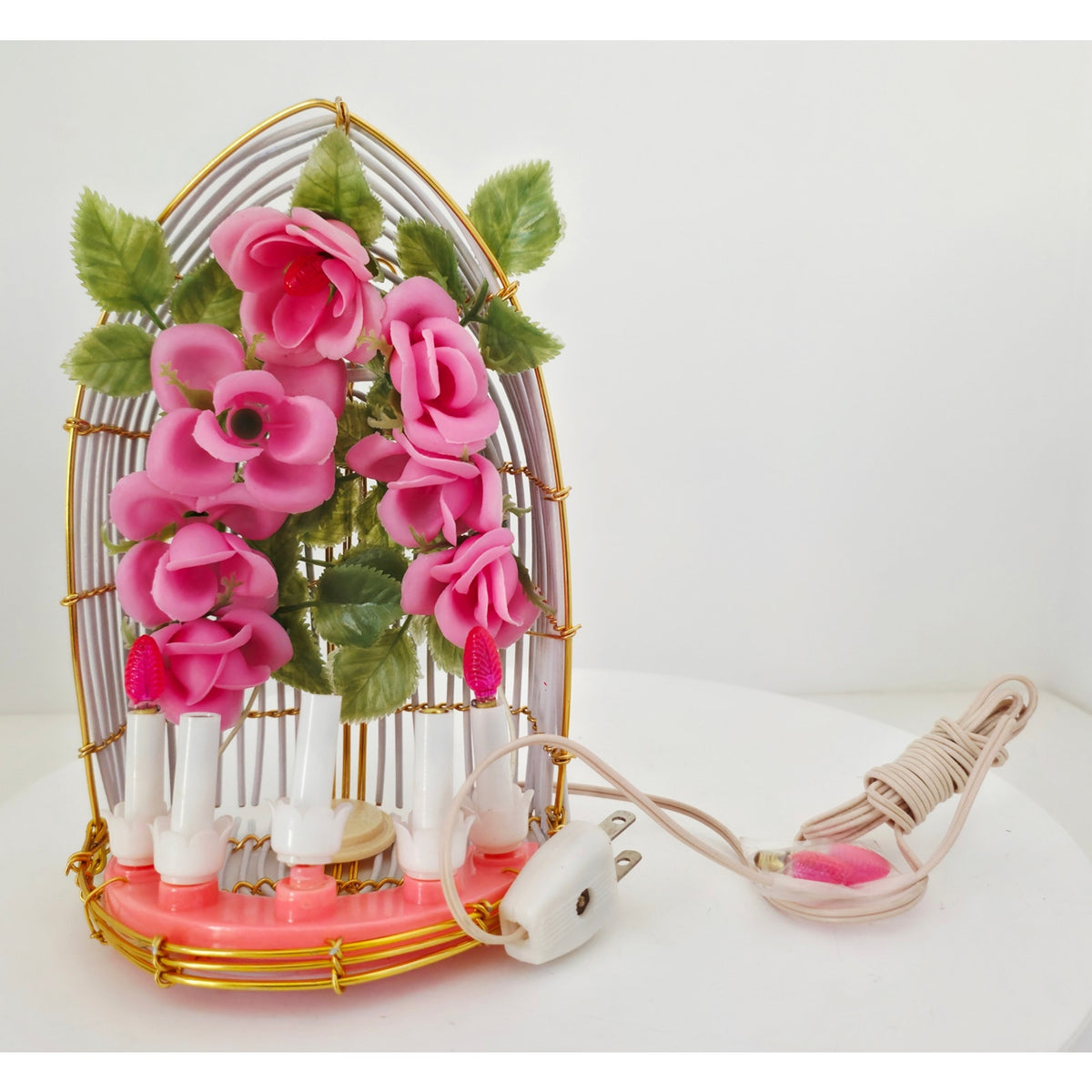 VINTAGE Needs Lovin' Electrified Nativity Set with Candles and Flowers
