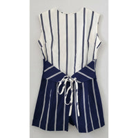 VINTAGE *NEW* 1960's Blue and White Striped Waist Tie Romper Size 12 Japan